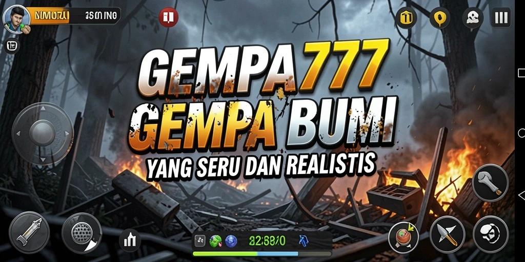 Tampilan gameplay <strong>GEMPA777</strong> yang menarik dengan efek gempa bumi yang dramatis.