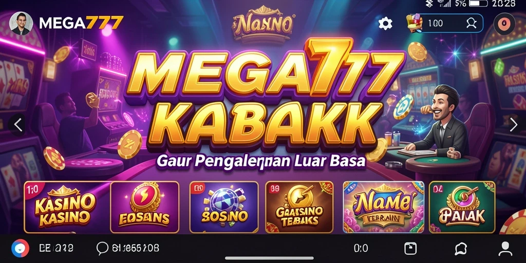 Tampilan menarik dari gameplay kasino MEGA777 yang menyenangkan.