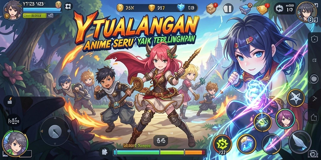 Tampilan gameplay seru dari YY123 dengan karakter Anime ikonik.